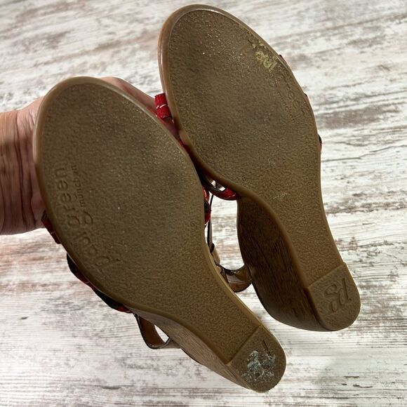 Women’s Paul Green Phoenix wedge heel sandals red strap leather size 6 - Picture 6 of 9